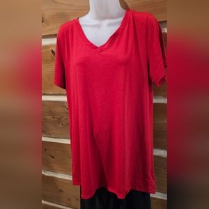 LulaRoe XL "Christy T" Womens vneck short sleeve t-shirt Red ❤️